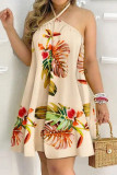 Casual Bohemian Print Patchwork Halter A Line Dresses