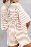 Casual Simplicity Geometric Patchwork Frenulum V Neck Loose Rompers