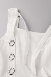 Casual Simplicity Solid Cross Straps Strap Design Square Collar Sling Dress Dresses