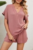 Casual Daily Solid Solid Color V Neck Short Sleeve Two Pieces