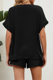 Casual Daily Solid Solid Color V Neck Short Sleeve Two Pieces