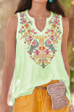 Casual College National Totem Patchwork V Neck Tops