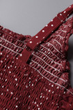 Sweet Elegant Polka Dot Buckle U Neck A Line Dresses