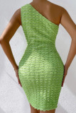 Sexy Party Solid Solid Color Oblique Collar Wrapped Skirt Dresses