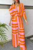 Casual Sportswear Print Patchwork Asymmetrical V Neck Straight Jumpsuits