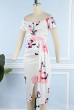 Sweet Elegant Floral Not Positioning Printed Patchwork Off the Shoulder A Line Dresses