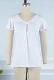 Living Simplicity Solid Flounce V Neck T-Shirts