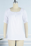 Sweet Simplicity Solid Square Collar T-Shirts