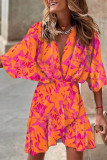 Work Elegant Geometric Patchwork V Neck Irregular Dress Dresses