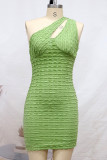 Sexy Party Solid Solid Color Oblique Collar Wrapped Skirt Dresses