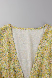 Sweet Elegant Floral Patchwork V Neck A Line Dresses