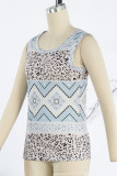 Casual Street Gradual Change Geometric Patchwork U Neck Tops