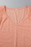 Casual Simplicity Solid Flounce V Neck T-Shirts