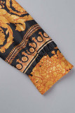 Bohemian Print Patchwork With Belt V Neck Printed Dress Dresses