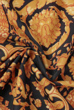 Bohemian Print Patchwork With Belt V Neck Printed Dress Dresses