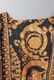 Bohemian Print Patchwork With Belt V Neck Printed Dress Dresses