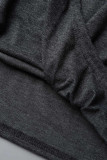 Plus Size Casual Street Solid Buttons Asymmetrical O Neck Tops
