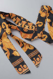 Bohemian Print Patchwork With Belt V Neck Printed Dress Dresses