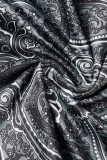 Bohemian College Print Fold V Neck A Line Dresses