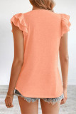 Casual Simplicity Solid Flounce V Neck T-Shirts