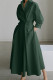 Women's Solid Pocket Button Lapel Long Sleeve Maxi Shirt Dress