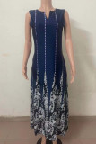 Casual Bohemian Print Pocket O Neck A Line Dresses