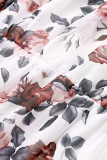 Sweet Elegant Print Flounce O Neck A Line Dresses