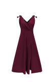 Celebrities Elegant Solid Slit V Neck Evening Dress Dresses