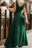 Celebrities Elegant Solid Slit V Neck Evening Dress Dresses