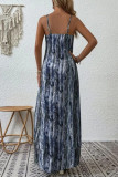 College Vacation Gradual Change Print Contrast V Neck Sling Dress Dresses