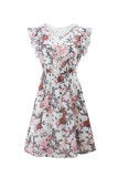 Sweet Elegant Print Flounce O Neck A Line Dresses