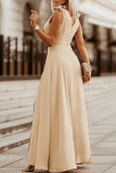 Celebrities Elegant Solid Slit V Neck Evening Dress Dresses