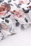 Sweet Elegant Print Flounce O Neck A Line Dresses