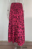 College Vacation Print Flounce Boot Cut High Waist Type A Full Print Bottoms