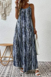 College Vacation Gradual Change Print Contrast V Neck Sling Dress Dresses