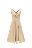 Celebrities Elegant Solid Slit V Neck Evening Dress Dresses