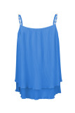 Sexy Vacation Solid Pearl Fold U Neck Tops