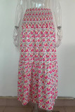 College Vacation Print Flounce Boot Cut High Waist Type A Full Print Bottoms
