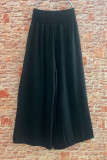 Casual Daily Solid Pocket Fold Loose High Waist Wide Leg Solid Color Bottoms