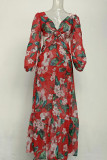 Sexy Vacation Floral Patchwork V Neck Beach Dress Dresses