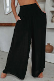 Casual Daily Solid Pocket Fold Loose High Waist Wide Leg Solid Color Bottoms