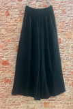 Casual Daily Solid Pocket Fold Loose High Waist Wide Leg Solid Color Bottoms