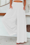 Casual Daily Solid Pocket Fold Loose High Waist Wide Leg Solid Color Bottoms