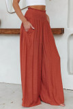 Casual Daily Solid Pocket Fold Loose High Waist Wide Leg Solid Color Bottoms