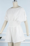 Casual Simplicity Solid Backless O Neck Loose Rompers
