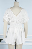 Casual Simplicity Solid Backless O Neck Loose Rompers