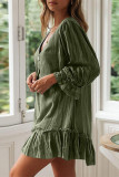 Casual Simplicity Solid Buckle Flounce V Neck Straight Dresses