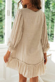 Casual Simplicity Solid Buckle Flounce V Neck Straight Dresses