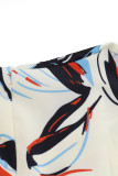Fashion Casual Printed Ruffle V Neck Loose Slim Jumpsuit