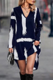 Casual Street Geometric Patchwork V Neck Irregular Dress Dresses